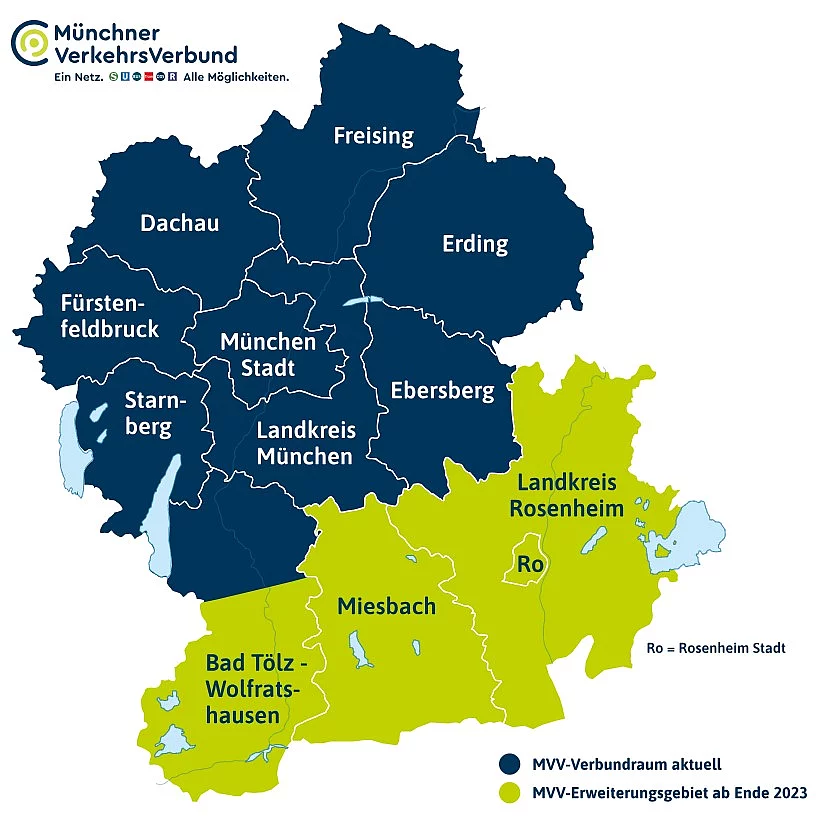 Das neue Tarifgebiet des MVV mit dem Landkreis Rosenheim