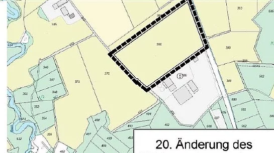 Das Foto zeigt eine Karte zur 20. Änderung des Flächennutzungsplans in der Gemeinde Eiselfing.